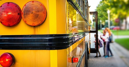 close up of the back of a school bus