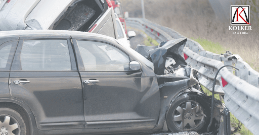 Car crashed into rail after accident