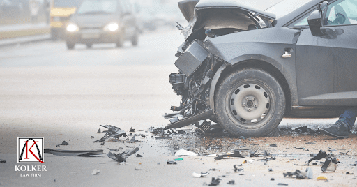 Car in the road after accident