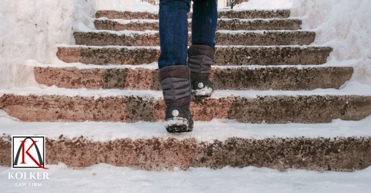 walking on steps with snow